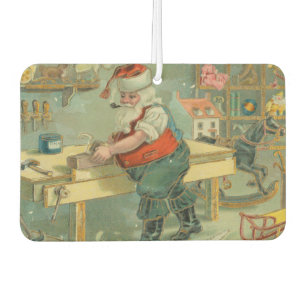 Ambientador Tarjeta de Navidad Vintage - Santa en su taller