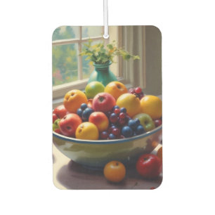 Ambientador Tazón de fruta en la mesa pintura al óleo clásico