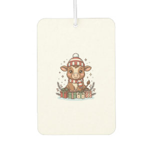 Ambientador Ternero de Navidad lindo con regalos Vintage Vecto