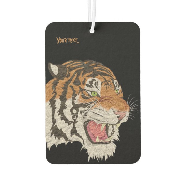 Ambientador texto personalizado Arte de acuarela tigre salvaje (Reverso)