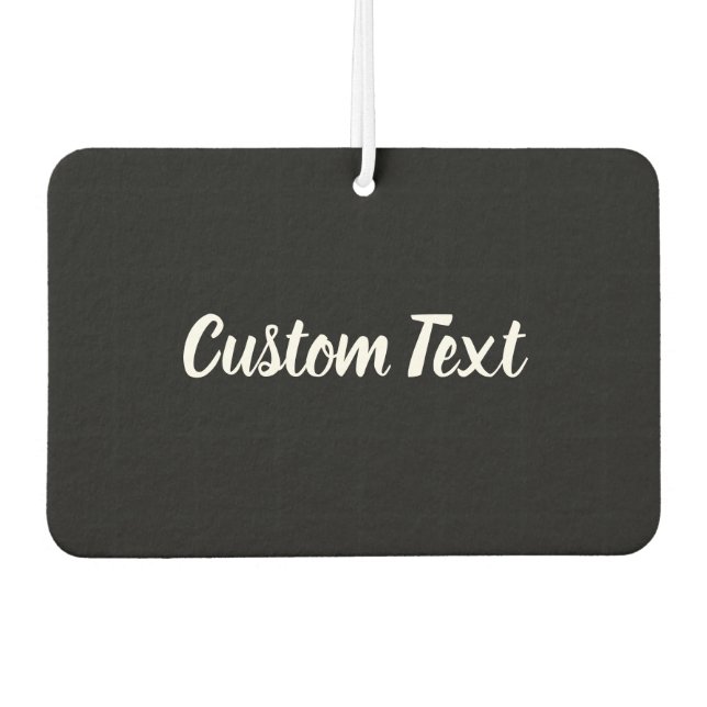 Ambientador Texto personalizado en negro con guión blanco (Anverso)