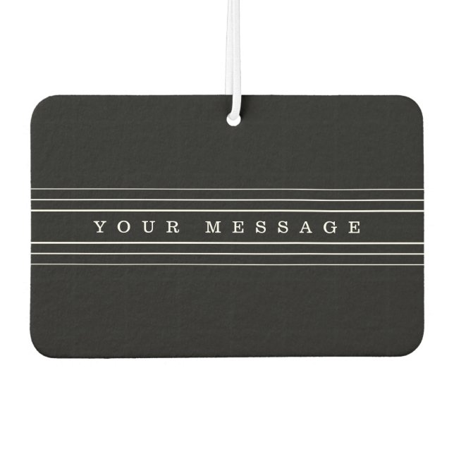 Ambientador Texto Personalizado y franjas modernas | Blanco y  (Anverso)