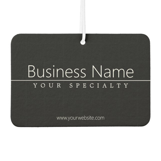 Ambientador Texto simple y clásico en blanco sobre negro (Anverso)