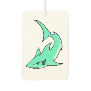 Ambientador tiburón sonriente de dibujos animados azul verde m