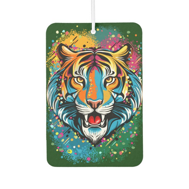 Ambientador Tiger Head Rainbow colors paint stains (Anverso)