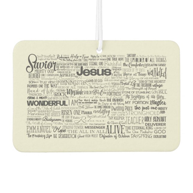 Ambientador Tipografía de nombres cristianos de Dios (Anverso)