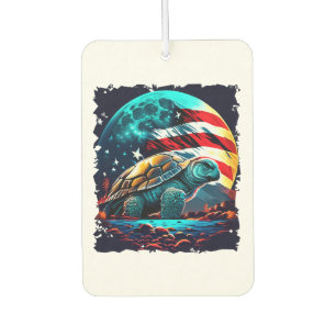 Ambientador Tortuga de América bajo la Luna con bandera estado
