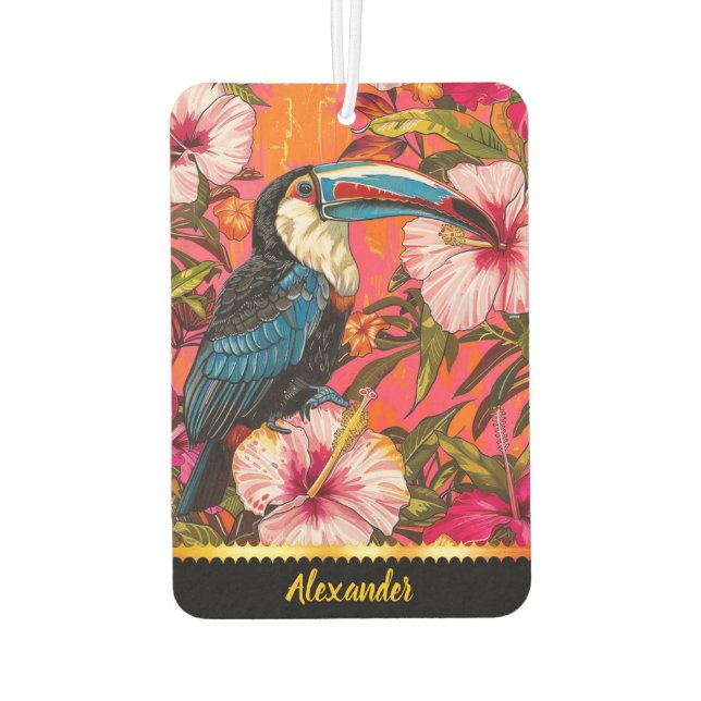 Ambientador Toucan entre las flores de hibisco tropicales (Reverso)