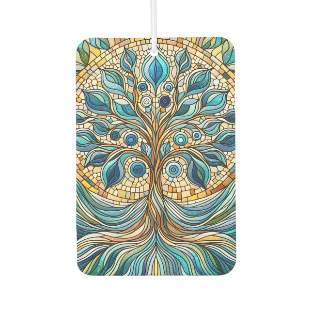 Ambientador Tree of Life Shattered Glass Mosaic Aqua Blues  (Anverso)