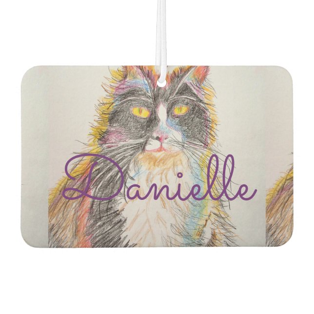 Ambientador Tuxedo Cat Cute Love You Name Car Air Freshener (Anverso)