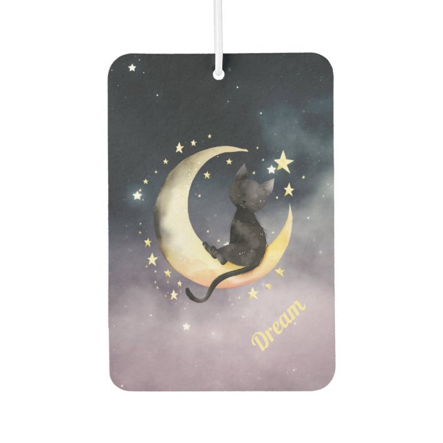 Ambientador Un gato Personalizado lindo en la luna (Anverso)