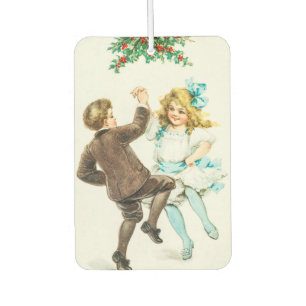 Ambientador Una Feliz Navidad - tarjeta antigua, niños bailand