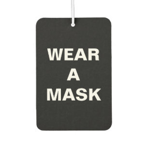 Ambientador Usa una máscara, auto minimalista blanco negro