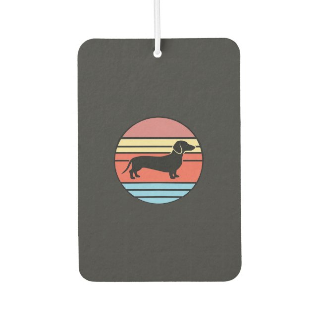 Ambientador Vector Atardecer Perro Dachshund Retro (Anverso)
