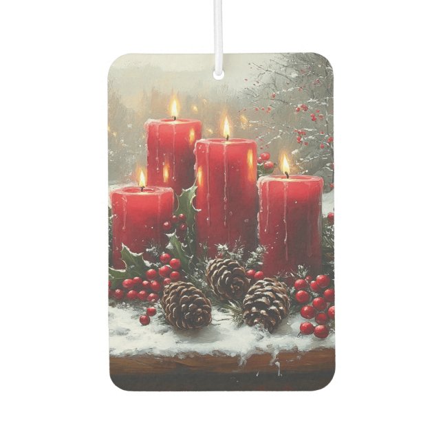 Ambientador Velas de Navidad Rojas Piñas Acebo (Anverso)