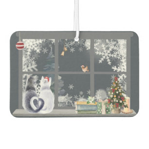 Ambientador Ventana Gatos en Navidades