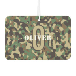 Ambientador Verde Marrón Beige Camuflaje Monograma Nombre