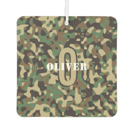 Ambientador Verde Marrón Beige Camuflaje Monograma Nombre