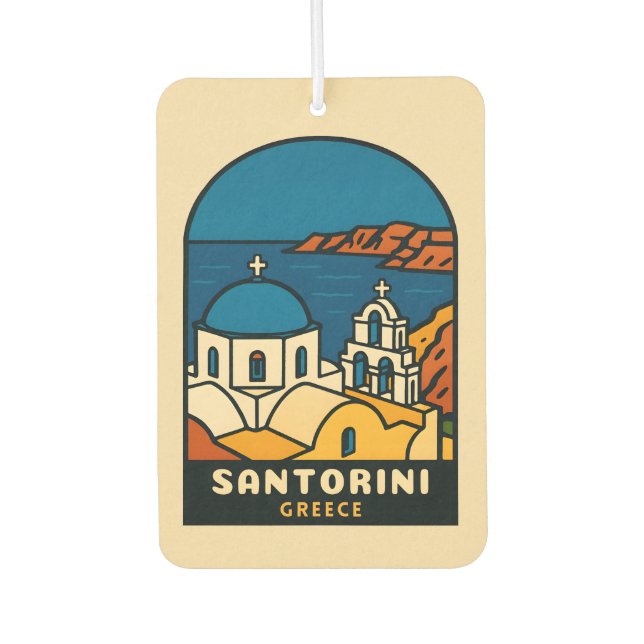 Ambientador Viajes de época Santorini Grecia Costa Retro (Anverso)