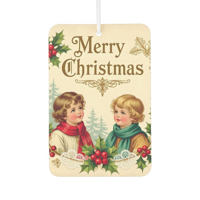 Ambientador Victorian children Merry Christmas vintage (Anverso)