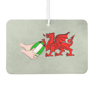 Ambientador Wales Rugby Team Dragon con bola de rugby
