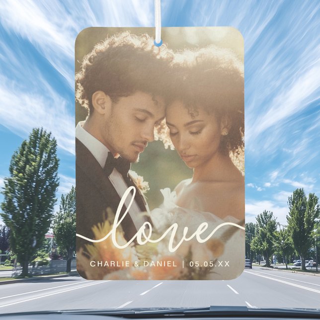 Ambientador Wedding engagement photo love couples names date (Wedding engagement photo love couples names date air freshener)