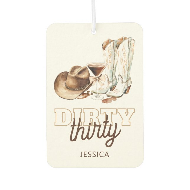 Ambientador Western Cowgirl White Dirty Thirty 30th Birthday (Anverso)