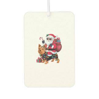 Ambientador Xmas Iluminando Santa Riding Yorkshire Terrier Dog