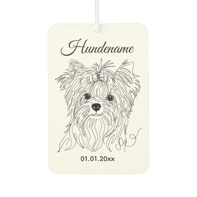 Ambientador Yorkshire Terrier one line art customizable dog (Anverso)