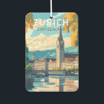 Ambientador Zurich Suiza Viaje al arte Vintage<br><div class="desc">Diseño de viaje vectorial retro de Zurich. Las pintorescas callejuelas del centro de Altstadt (casco antiguo),  a ambos lados del río Limmat,  reflejan su historia pre-medieval.</div>