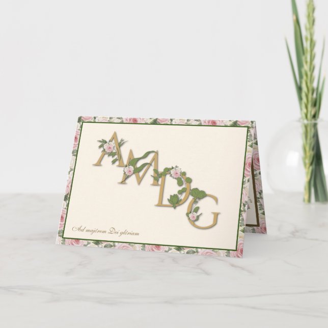 AMDG Religión Vintage Floral Católica (Anverso)