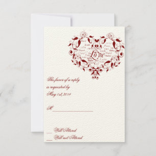 Ame en cualquier lengua en tarjeta roja de la