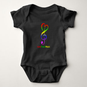 Ame la camisa del bebé del negro del clef agudo d