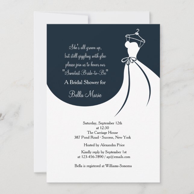 Ame la invitación nupcial de la ducha del vestido (Anverso)