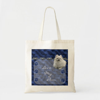 Ame la mi bolsa de asas de Pom Pomeranian - azul