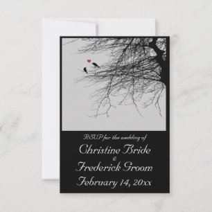 Ame los pájaros, 3,5"" rsvp del boda x5