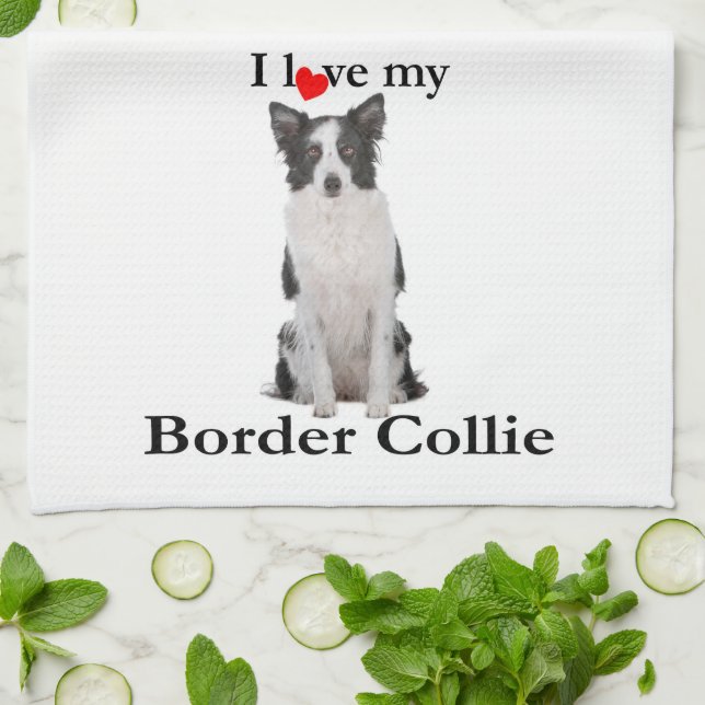 Ame mi toalla de cocina del border collie (Doblado)