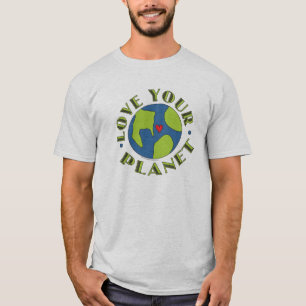 Ame su camiseta de la tierra del planeta