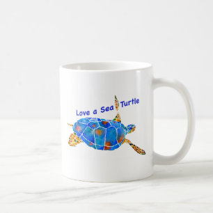 Ame una taza de café de la tortuga de mar