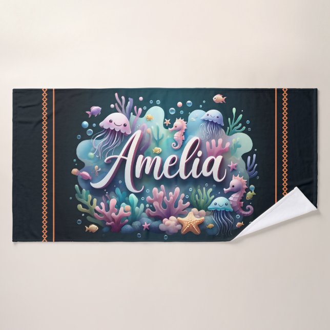 Amelia Personalizada Ocean Jellyfish Subacuática (Toalla de baño)