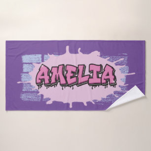 Amelia Tu Nombre Graffiti Bath Beach Toalla
