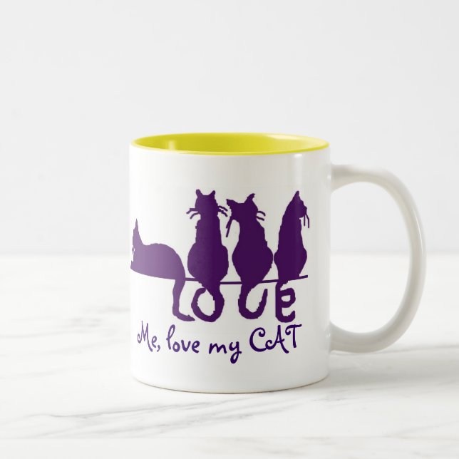 Ámeme, ame mi taza del gato 15oz (Derecha)