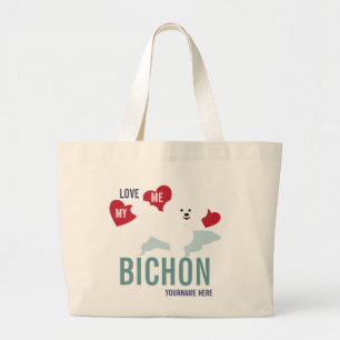 Ámeme amor la mi bolsa de asas de Bichon