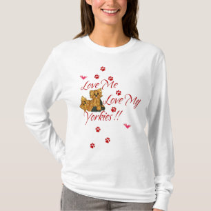 ¡Ámeme amor mi Yorkies!! Camisa de manga larga