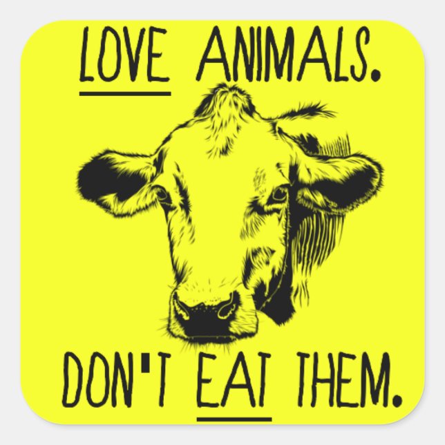 Amen a los Animales, no los coman Pegatina Vegan. (Anverso)