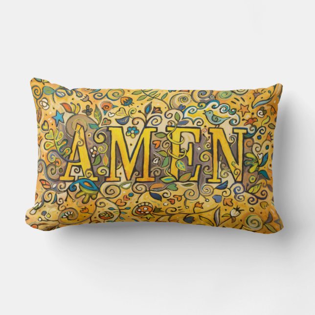 AMEN almohada lumbar floral decorativa (Anverso)