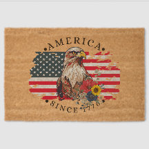 América desde 1776 con bandera/águila/flores