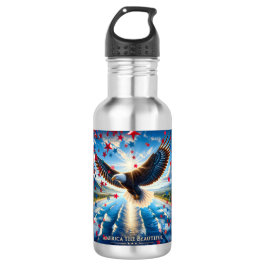 América: Hermosa botella de agua con bandera del á