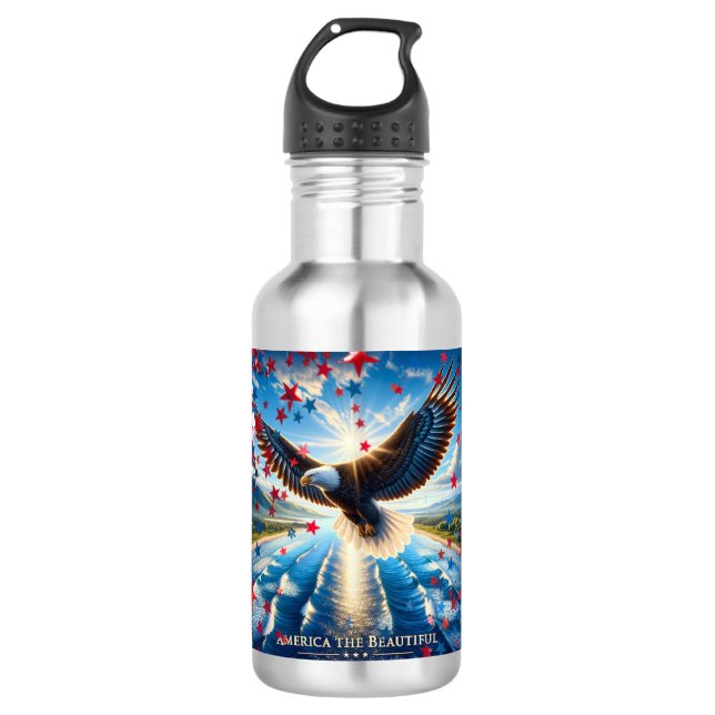 América: Hermosa botella de agua con bandera del á (Anverso)