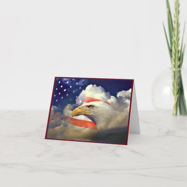 American Eagle patriótico y tarjeta de la bandera (Anverso)